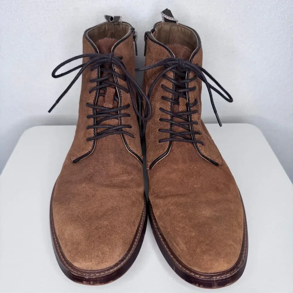 2020s ALDO Brown Suede Chukka Ankle Boots Men’s Size 12 Side Zip Lace Up